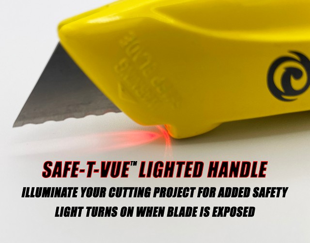 Rapid Edge Heavy-Duty Die-Cast Utility Knife with LED Safety Light and 3  Rapid Edge Serrated Razor Knife Blades (1 Pack)